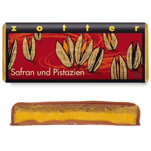 Zotter Schokolade Safran uns Pistazien