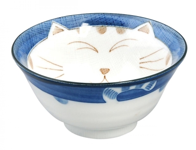 Schüssel Katze Kawaii, blau, 15cm von TOKYO design studio