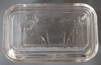Glasbutterdose mit Kuh-Motiv